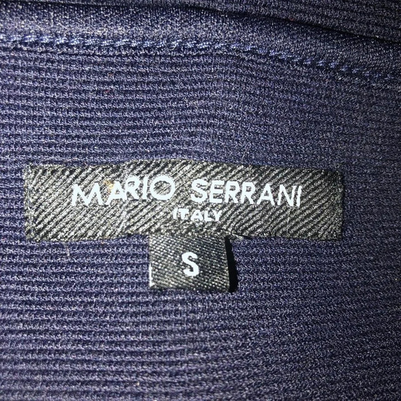 MARIO SERRANI Italy Sz S Women's Navy Blue Ribbed Knit Bodycon Dress Career Work - Picture 2 of 5